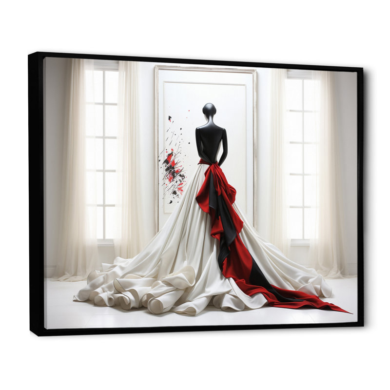 Rebouche Fashion - robe rouge élégance dévoilée II - imprimé, H 12 po x l 20 po x P 1 po, Cadre flottant noir