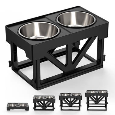 Elevated Dog Bowls Stainless Steel Raised Dog Bowl with Adjustable Stand  Double