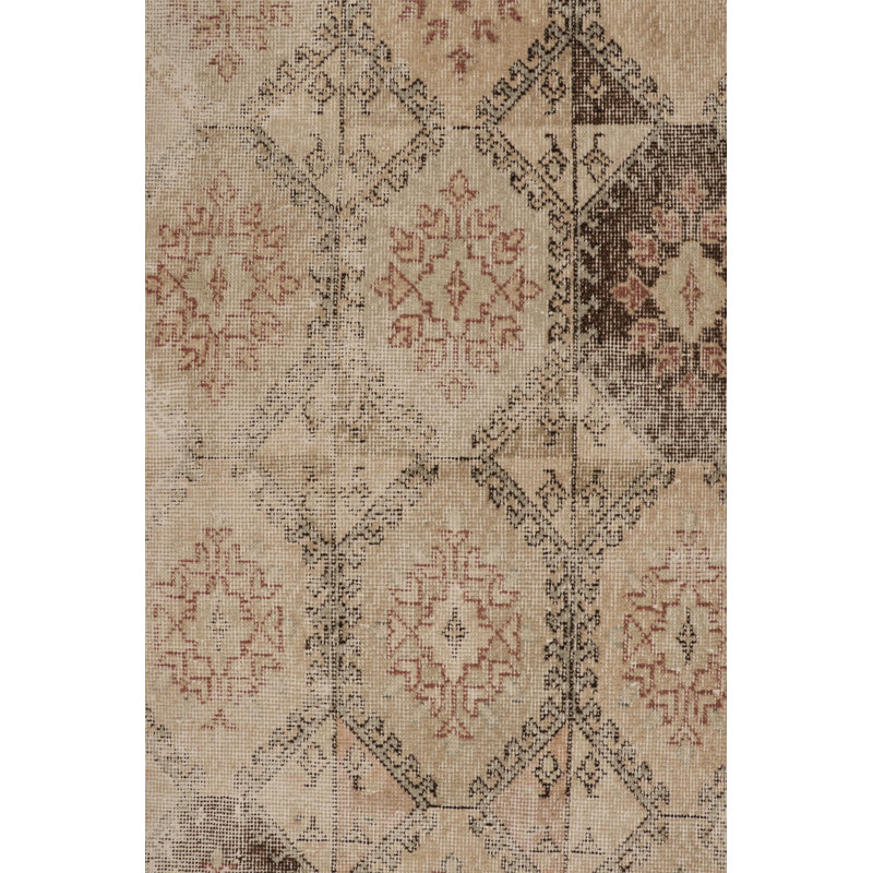 Vintage Turkish Runner, Beige-Brown With All-Over Floral Medallion – Rug & Kilim