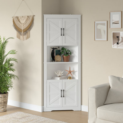 67" Tall Corner Cabinet With Door & Adjustable Shelves For Mulitiple Scenarios 