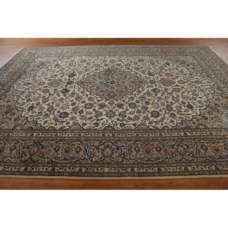 Tapis unique en laine noué à la main de style années 1970 de 9 pi 6 po x 13 pi 3 po Sirley