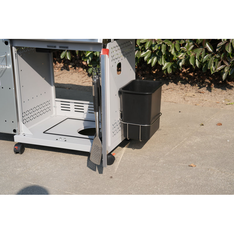 Poubelle / support à déchets Monument Grills, facile à nettoyer, peu encombrant, 3,43 gallons, noir, pour la série Mesa II à 4 brûleurs, m2-415BZ, m2-410BZ, SKU A124