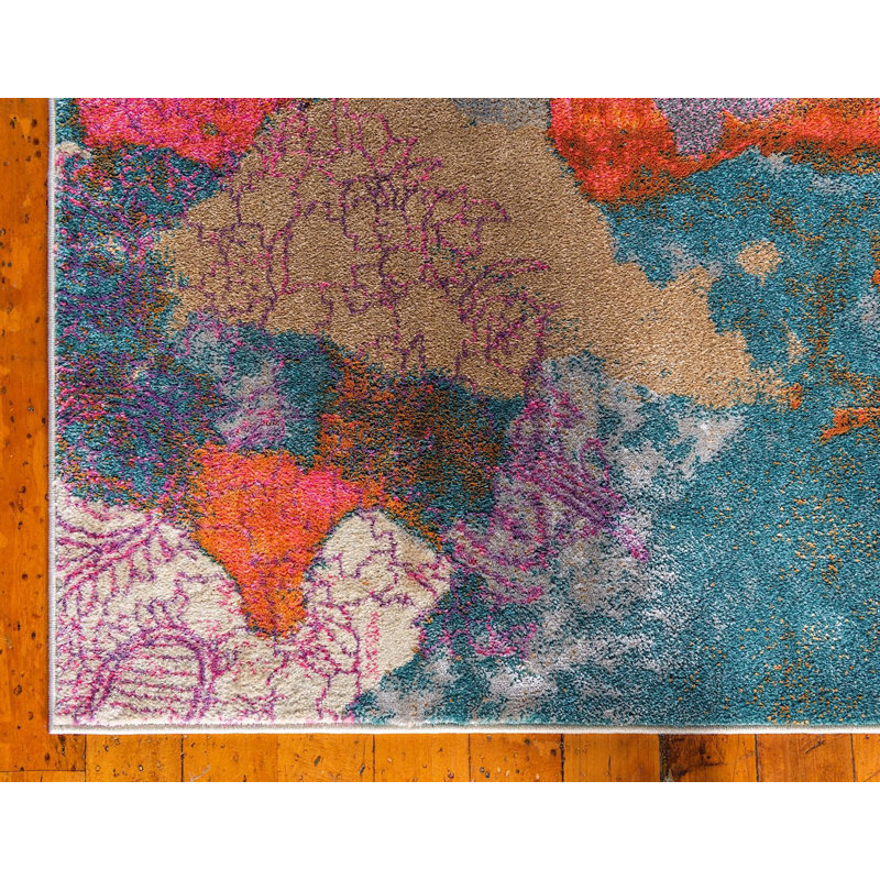 Tapis oriental gris / rose / bleu Mumford, Rectangle 8 pi x 10 pi