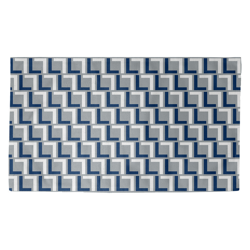 Tapis géométrique bleu / gris / blanc, Rectangle 2 pi x 3 pi