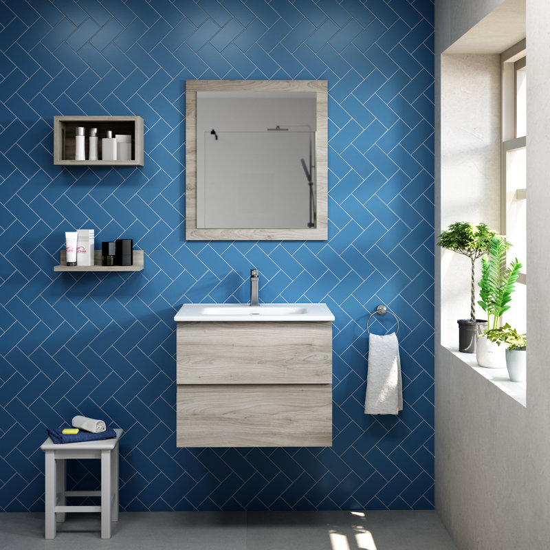 Ensemble de meuble-lavabo mural simple 23 po Jasso Pasadena, Gris