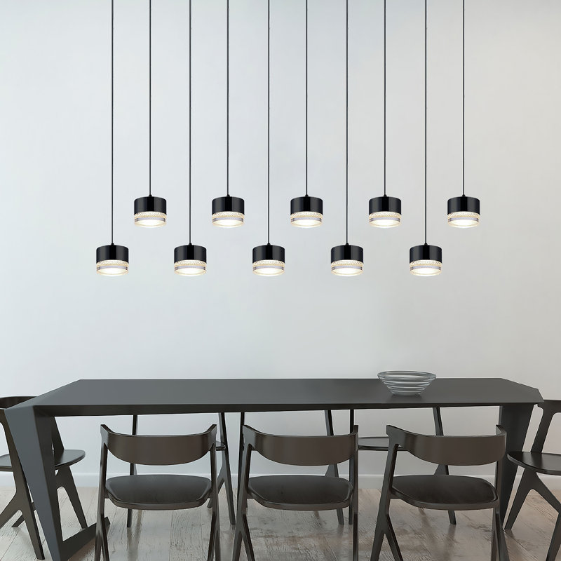 Luminaire suspendu tambour en grappe 10 lumières Barnsdall, Noir mat