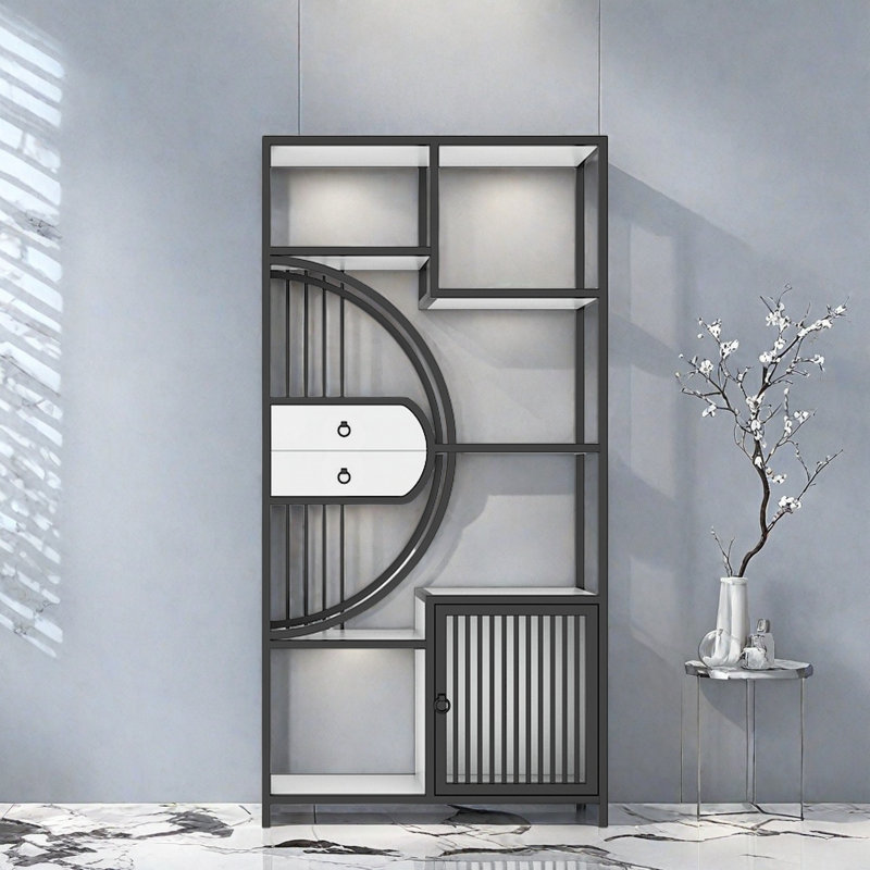 Janitzy, (7 Shelves) 78.7"H x 39.3"W x 11.8"D, Black/White