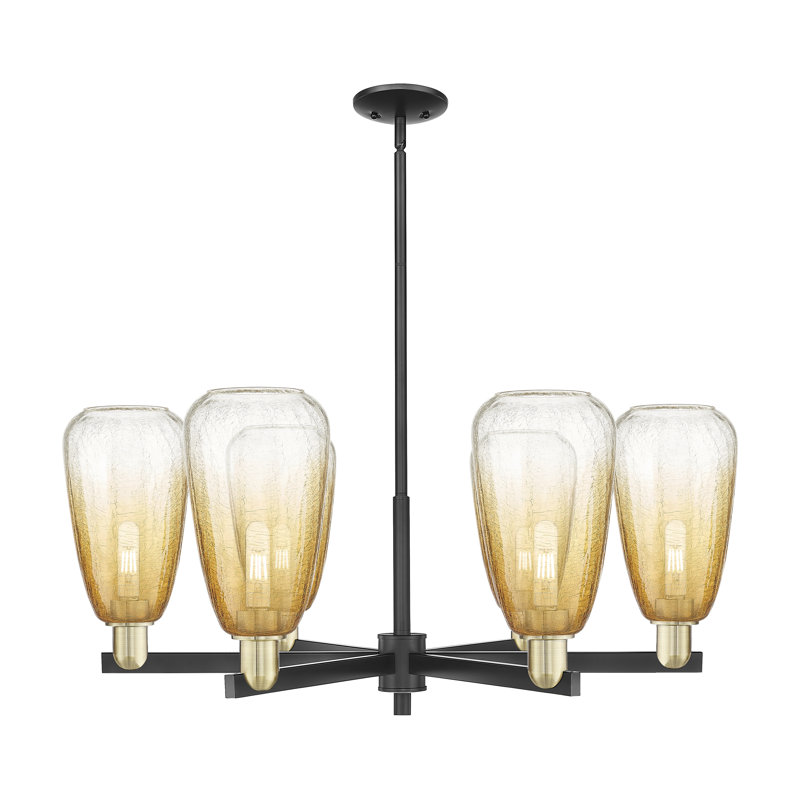 Lustre suspendu 6 lumières Glossop, Ambre, Laiton antique noir