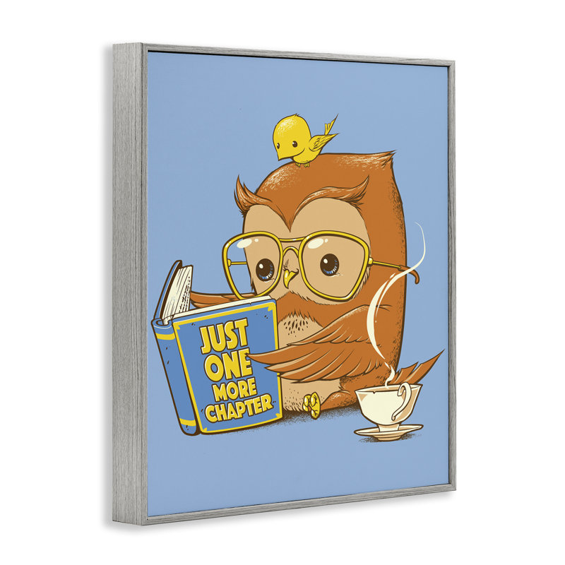 One More Chapter Owl Framed Giclee, design by Tobe Fonseca, Farmhouse Grey Giclee Framed, 20" H x 16" W