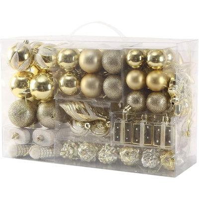 Gold Christmas Tree Ornaments Set, Shatterproof Hanging Ball Decorations, Elegant Holiday Tree Décor