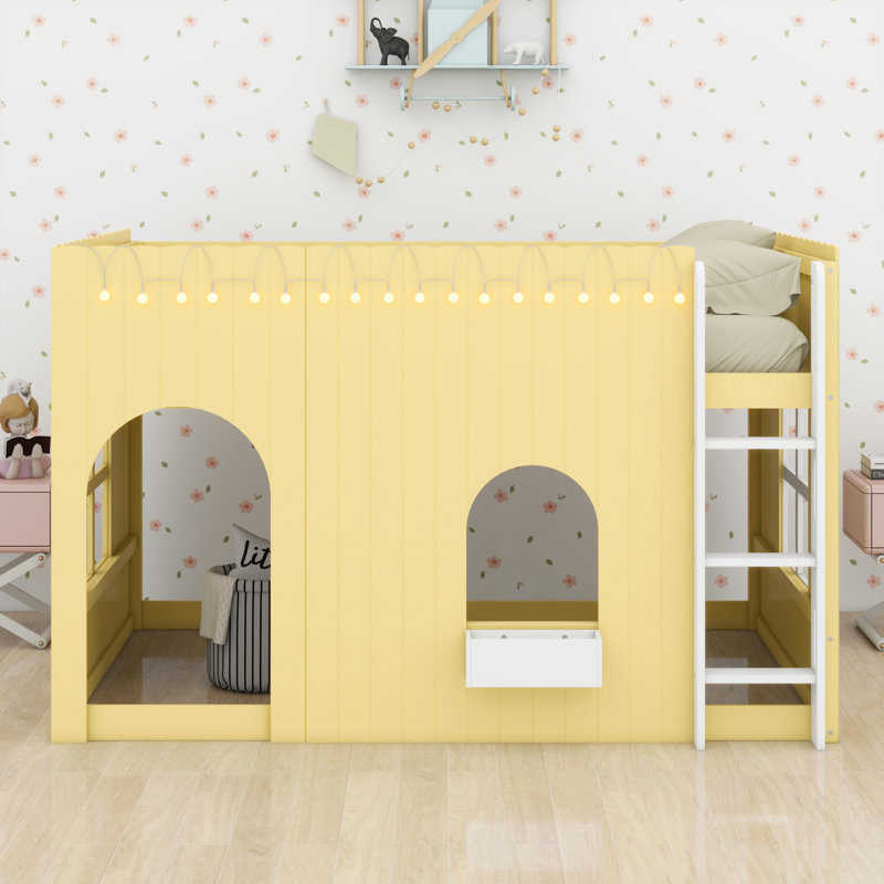 Mignon lit mezzanine à DEL, Primrose Yellow, Lit double