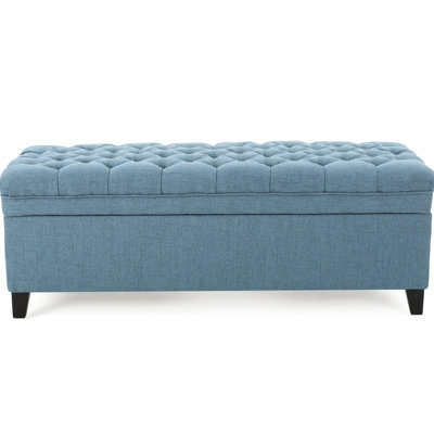 Blue Fabric Storage With Dependable Birch Legs - Living Room Essential Item Solid Structure Build And Enhance Your Home Decor