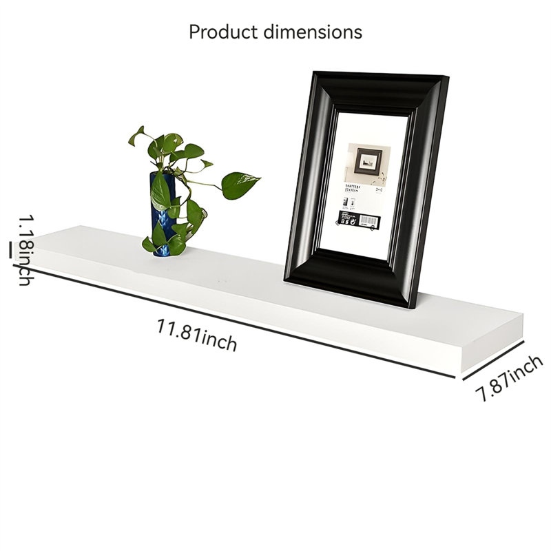 Tablette murale flottante en bois massif, H 7,87 po x l 11,81 po x P 1,18 po