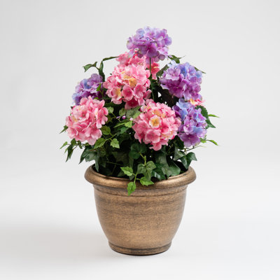 55cm Faux Pink/Purple Hydrangea in Pot