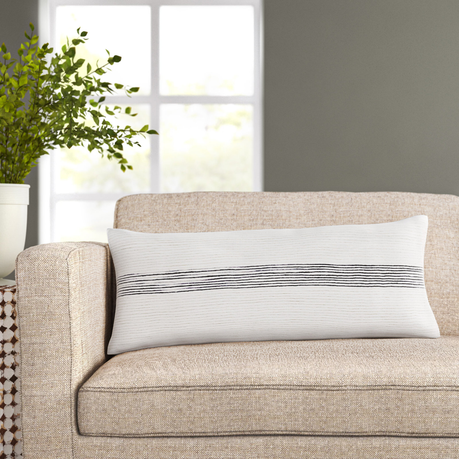 Cason Embroidered Wool Lumbar Throw Pillow, Pillow Cover Only - No Insert