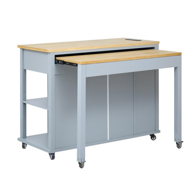 47" Kitchen Island With Extendable Dining Table 2 Drawers And 2 Doors Cabinet For Kitchen