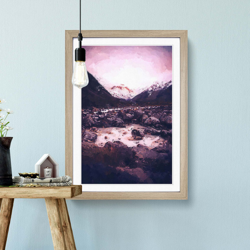 Mount Cook in New Zealand in Abstract - Picture Frame Graphic Art Print, 65cm H x 48cm W x 2cm D, Oak Framed