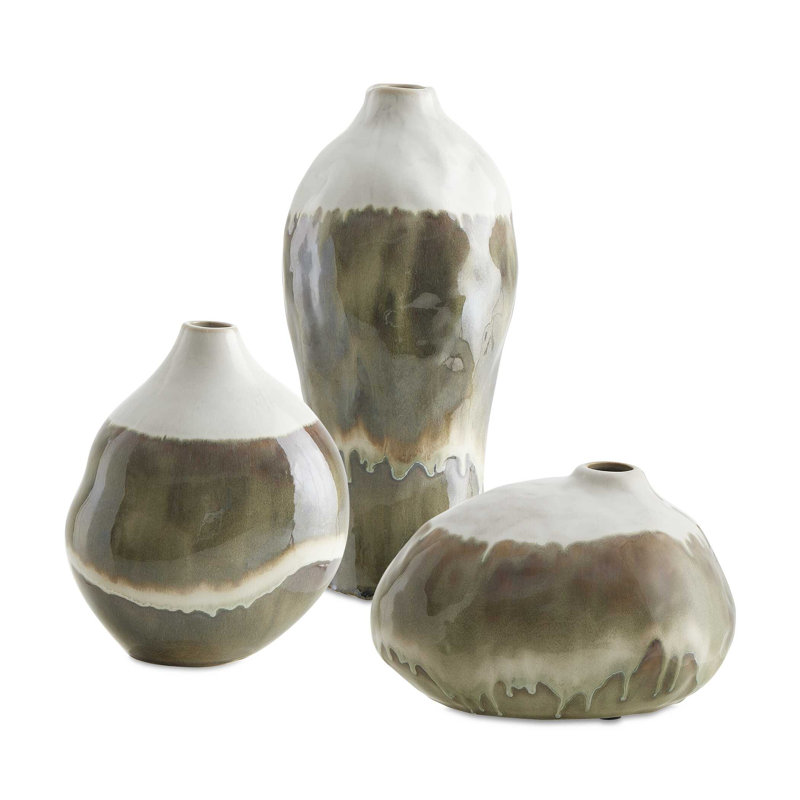 Ensemble de 3 vases d'extérieur émaillés Uttermost