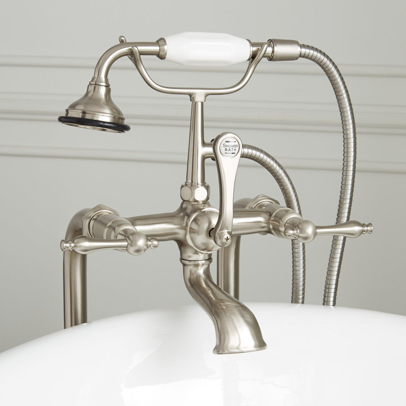 Robinet de baignoire sur pattes / bec de baignoire fixé au sol, Nickel brossé