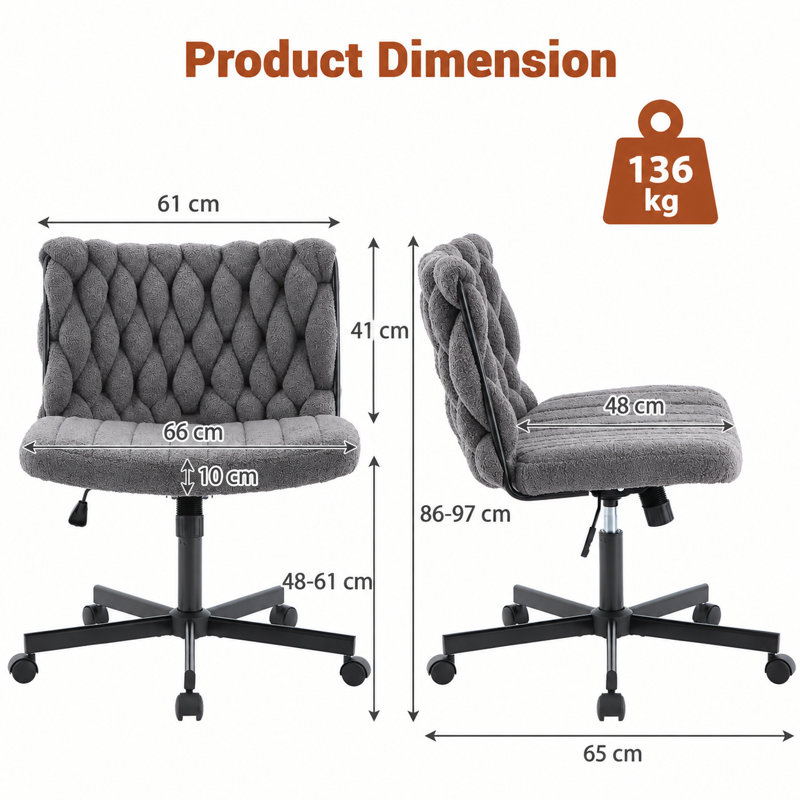 London Boutique Office Chair, Gray, Grey
