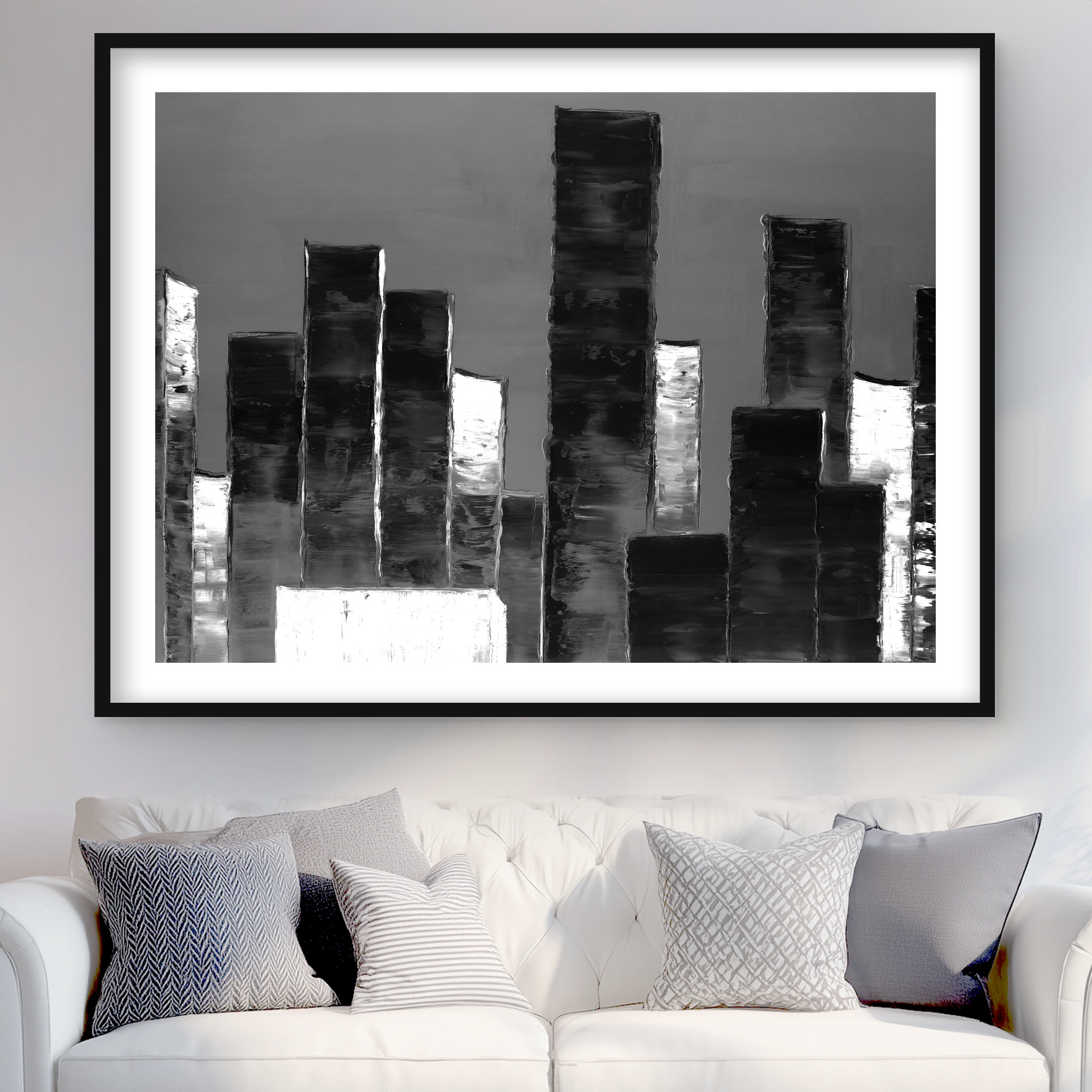 Lark Manor™ Abstract Black and White Buildings | Framed Matted Print ...