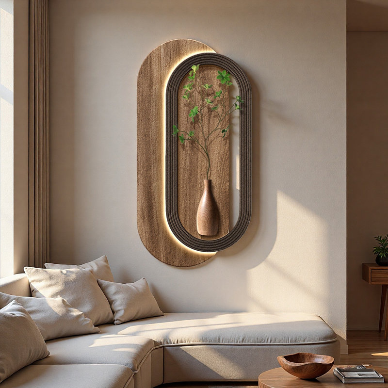 Zone de grès vert zen avec plantes murales illuminées, H 39,37 po x l 19,69 po x P 1,97 po