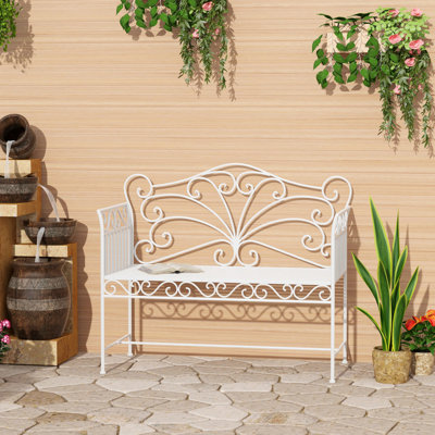 Bench,  Garden Bench, Outdoor Patio Bench With Armrests, Metal Porch Bench