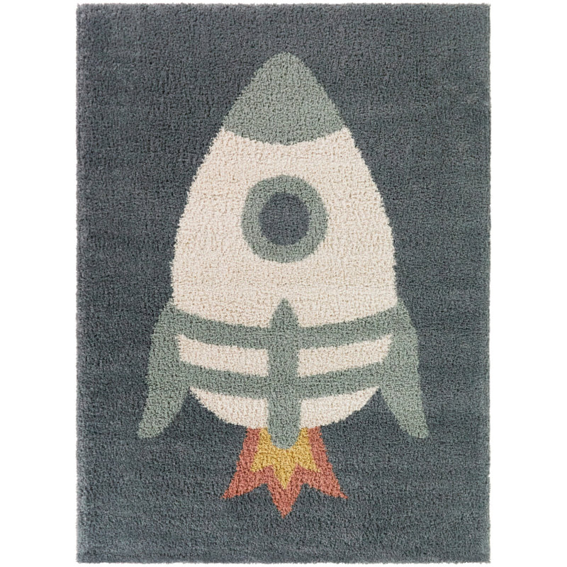 Nova Navy Kids Rocketship Area Rug, 5'3" x 7'
