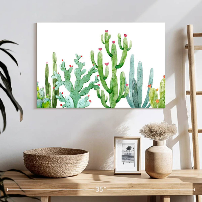 Harnek cactus en fleurs, H 16 po x l 24 po