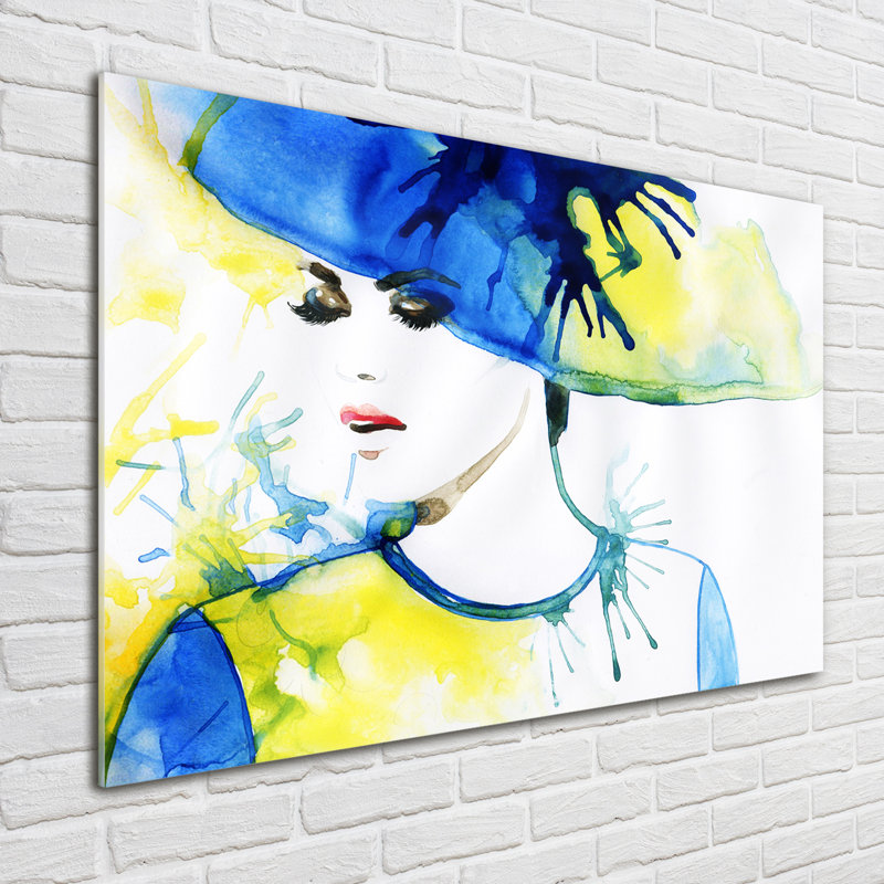 A Woman In A Hat - No Frame Print on Glass