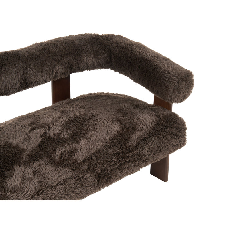ILBRO Sofa, Dark Brown Faux Fur, Dark Brown