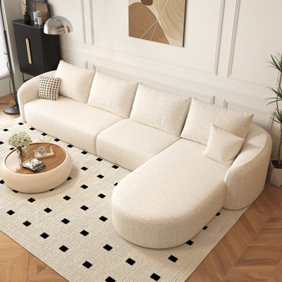138.6" L Shaped Modern Modular Sectional Curved  Sofa, Minimalist Style Comfy Cloud Couch for Living Room Apartment, No Assembly Required Boneless Couches