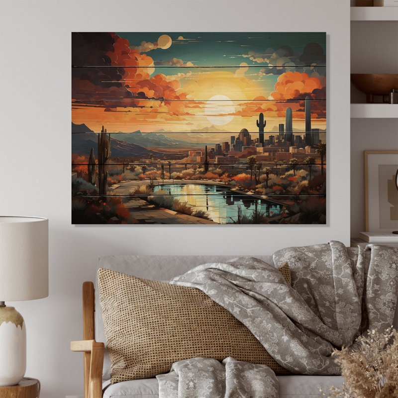 City Phoenix Popart III sur bois, H 10 po x l 20 po x P 0,78 po
