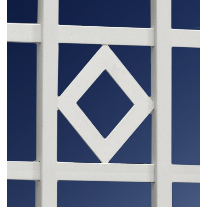 Milan White Vinyl Trellis with Diamond Lattice Design