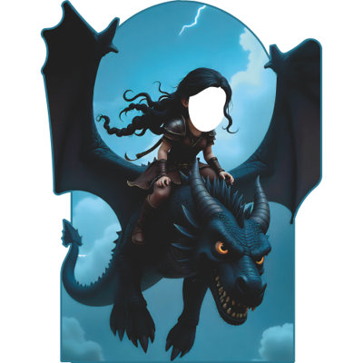 SS11299 Brave Viking Riding Trained Dragon Stand In Cardboard Cutout Standee Standup