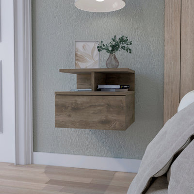 Table de chevet en noyer foncé à 2 tablettes pour un espace de vie organisé avec 2 tiroirs et 2 tablettes