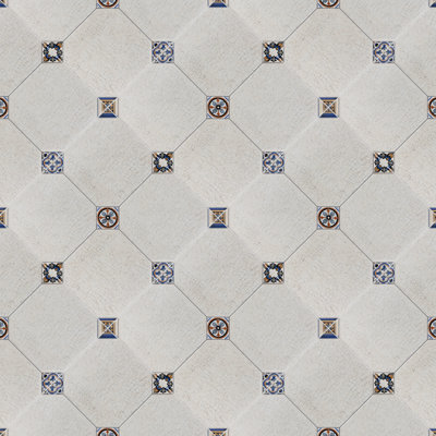 Manises Decor Blanco 13-1/8 in. x 13-1/8 in. Porcelain Floor and Wall Tile