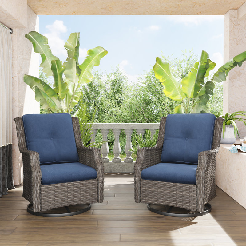 Nieo 2-Piece Swivel Patio Chairs with Cushions, Blue