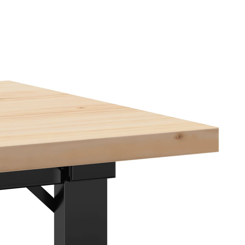 Table basse avec cadre en O, bois massif de pin et acier, H 15,9 po x L 31,5 po x l 19,7 po