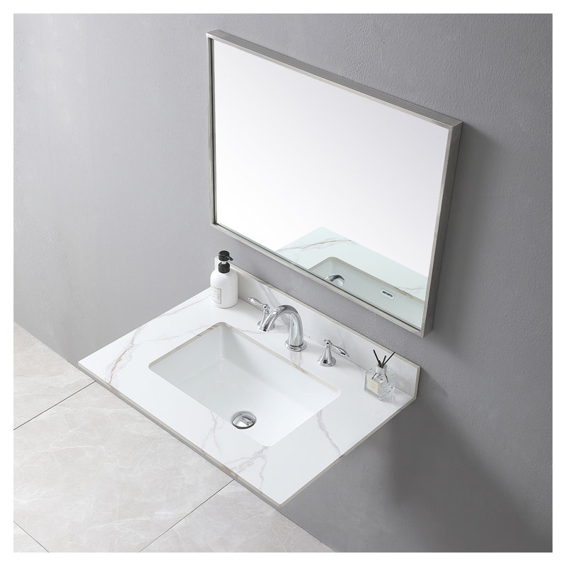 Montary 31" Sintered Stone Bathroom Vanity Top with Carrara Gold Pattern, Undermount Ceramic Sink & Backsplash