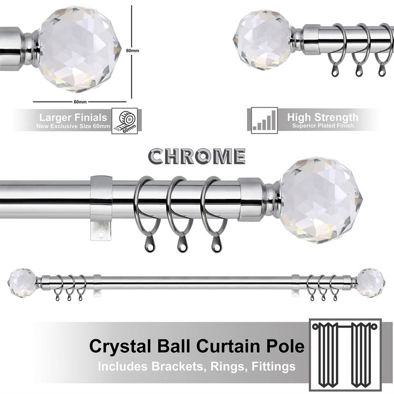 Ehrhardt Silver Curtain Track/Rail, 300cm H x 3cm W x 3cm D