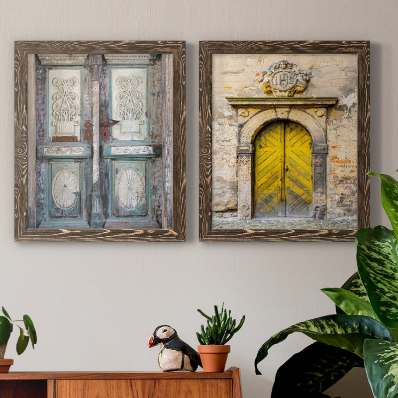 Porte baltique - ensemble de 2 reproductions d'art, H 20 po x l 17 po x P 1 po, Toile avec cadre en noyer, Pas de tapis