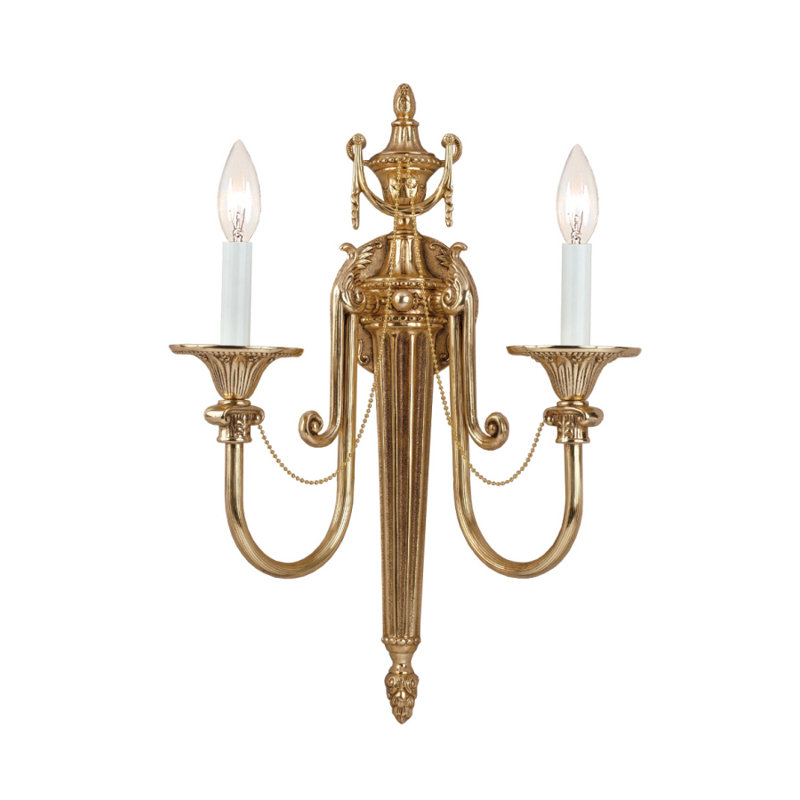 Lampe murale bougie 2 lumières Montano, Laiton antique