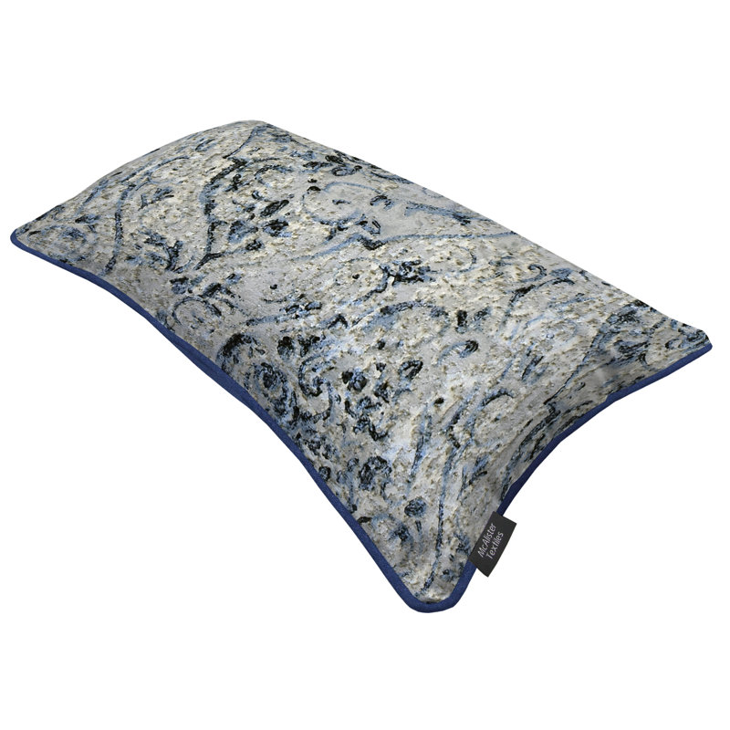 Renaissance Damask Rectangular Throw Cushion, Navy Blue, 50cm H x 30cm W x 5cm D