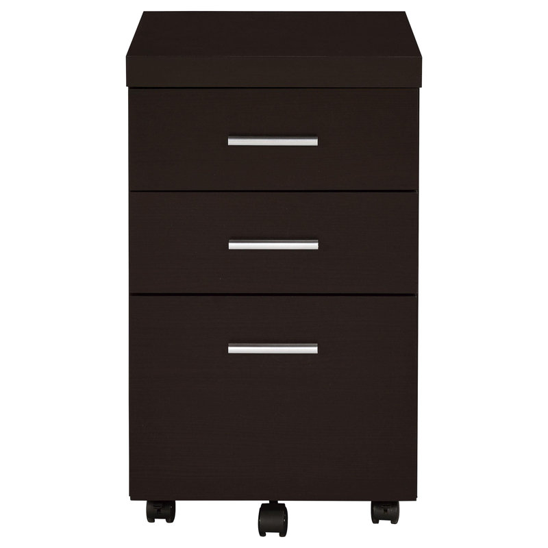 Finition contemporaine - Armoire de rangement mobile à 3 tiroirs Cappuccino Labarbera