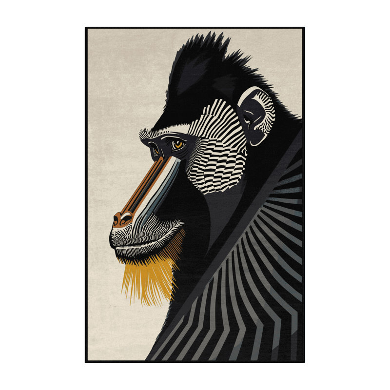 Machine Washable Pavli Mandrill Modern Geometric Rug in Gray – Black Binding, 4 x 6