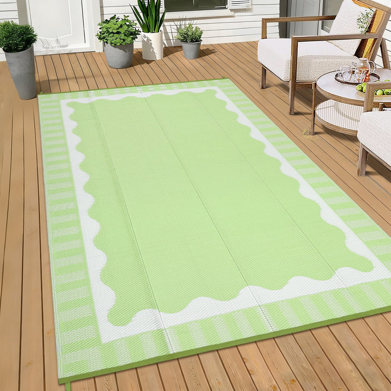Waterproof & mark Resistant Outdoor Rug Reversible Plastic Patio Mat Modern Carpet for Garden Backyard Camping Weather Resistant