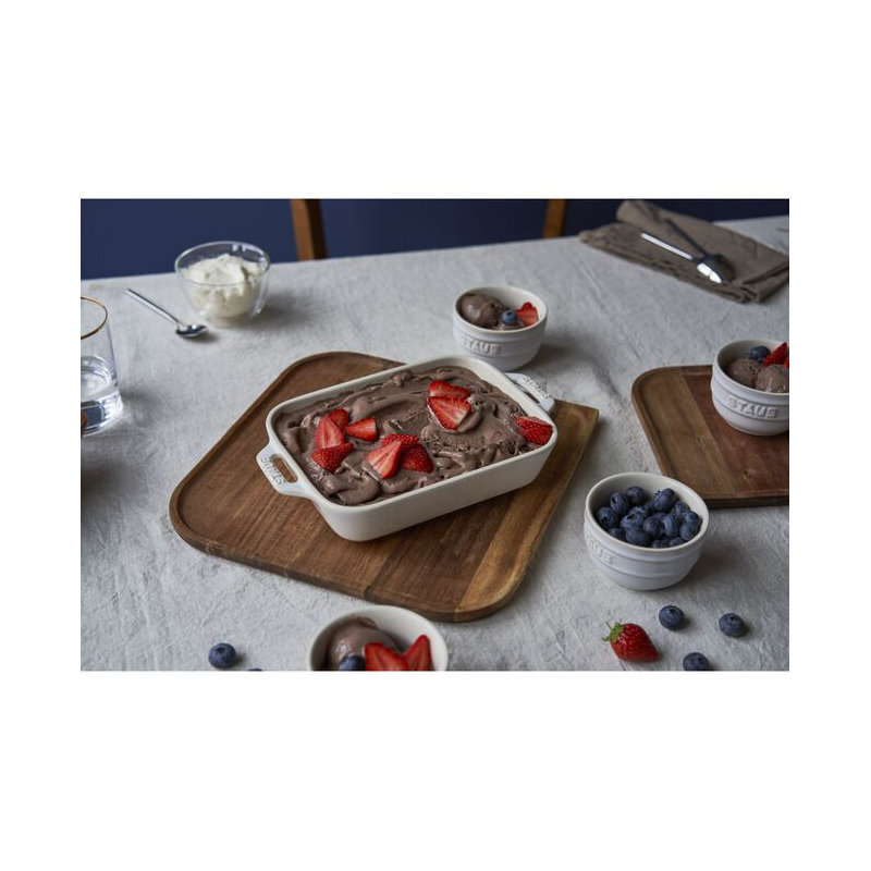 Staub Ceramic 2-piece Rectangular Baking Dish Set, Rustic Ivory