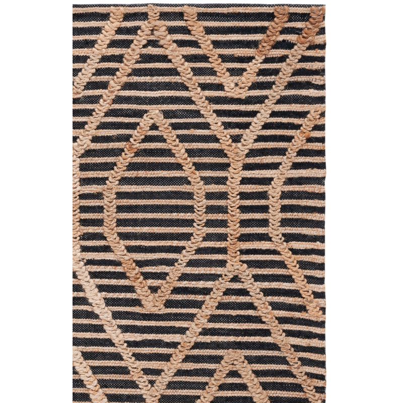 Tapis géométrique en jute et coton, Rectangle 6 pi x 9 pi