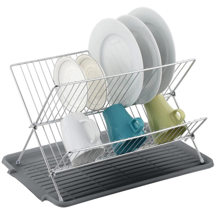 Foldable Kitchen Bowl Rack Dish Drying Rack with Drainboard Dish